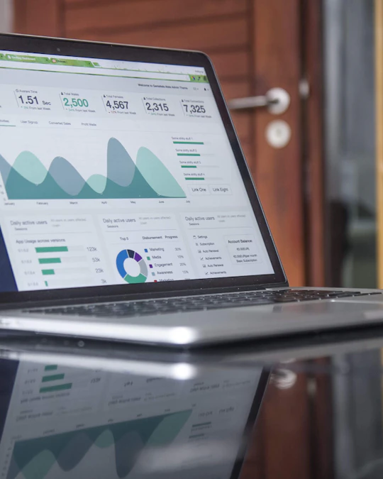 Laptop showing a website analytics dashboard