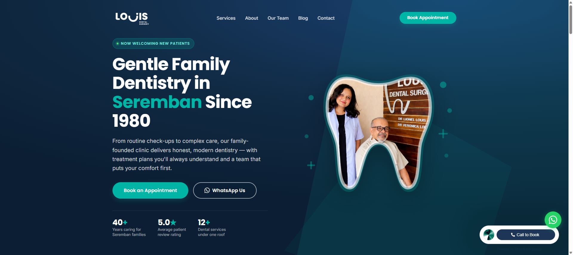 Screenshot of the Louis Dental Surgery website